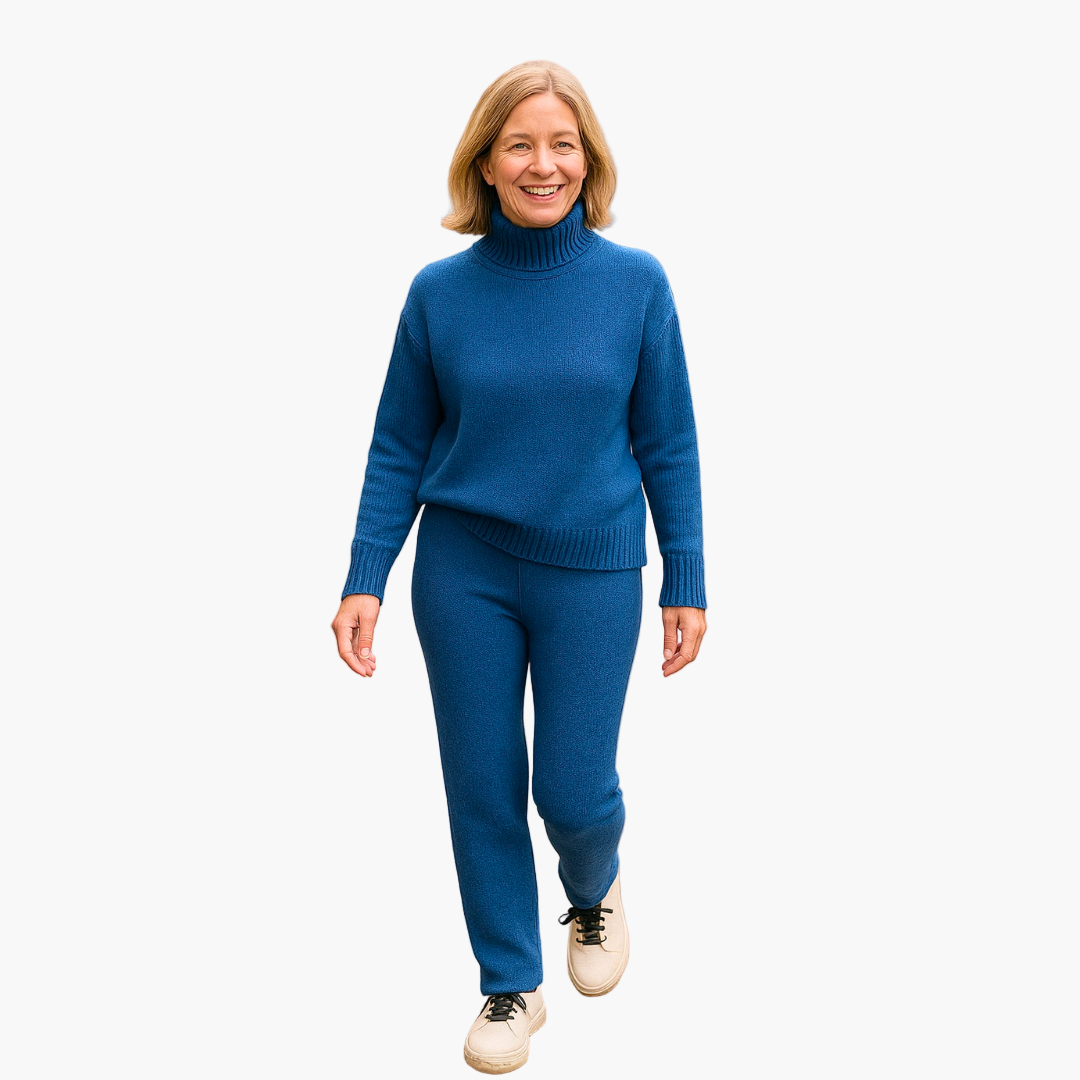 Women's Relaxed Fit Turtleneck Knit Loungewear Set – Cozy Everyday Style