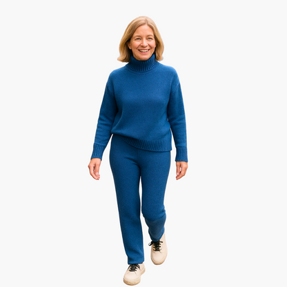 Women's Relaxed Fit Turtleneck Knit Loungewear Set – Cozy Everyday Style