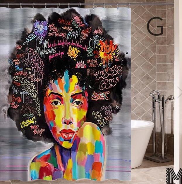 Iris – Douchegordijn met Graffiti Kunst van een Afrikaanse Meisje
