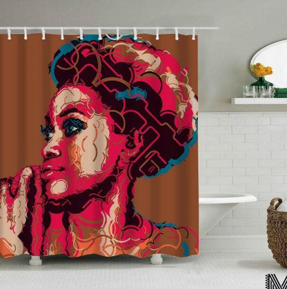 Iris – Douchegordijn met Graffiti Kunst van een Afrikaanse Meisje