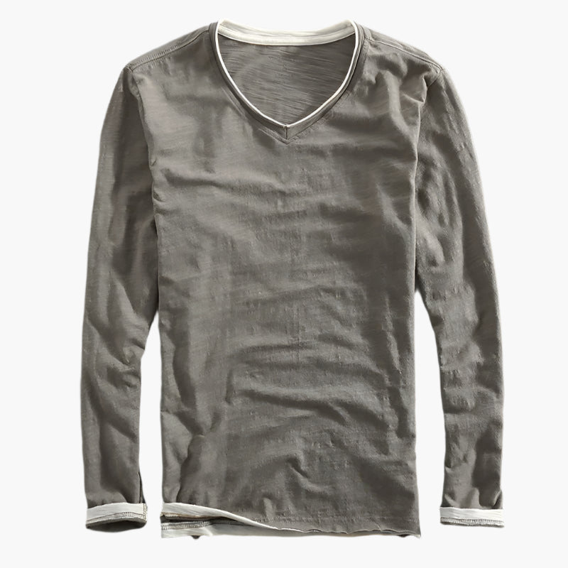 Men's Long Sleeve V-Neck Layered Illusion Smart-Casual Shirt