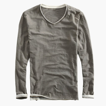Men's Long Sleeve V-Neck Layered Illusion Smart-Casual Shirt