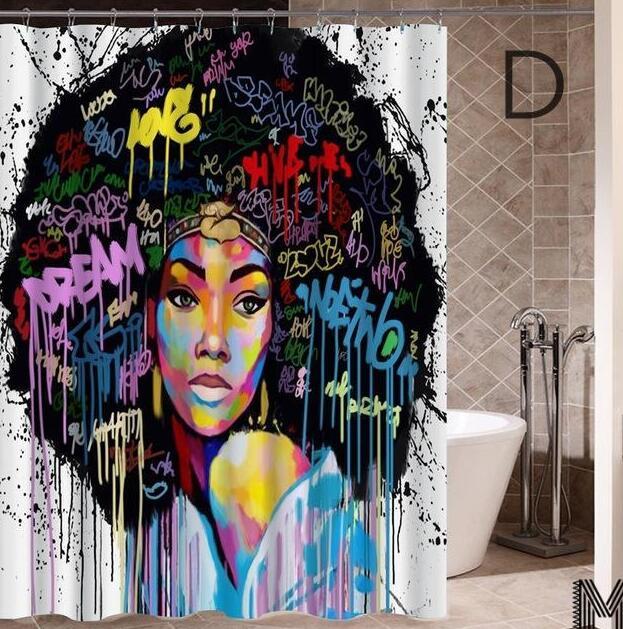 Iris – Douchegordijn met Graffiti Kunst van een Afrikaanse Meisje