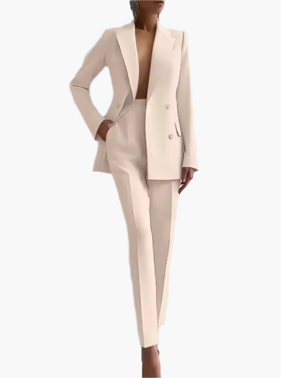 Women's Business Two-Piece Blazer and Pants Set – Elegant Office Suit for Summer