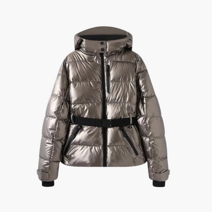 Women's Puffer Jacket – Belted Hooded Water-Resistant Winter Outerwear