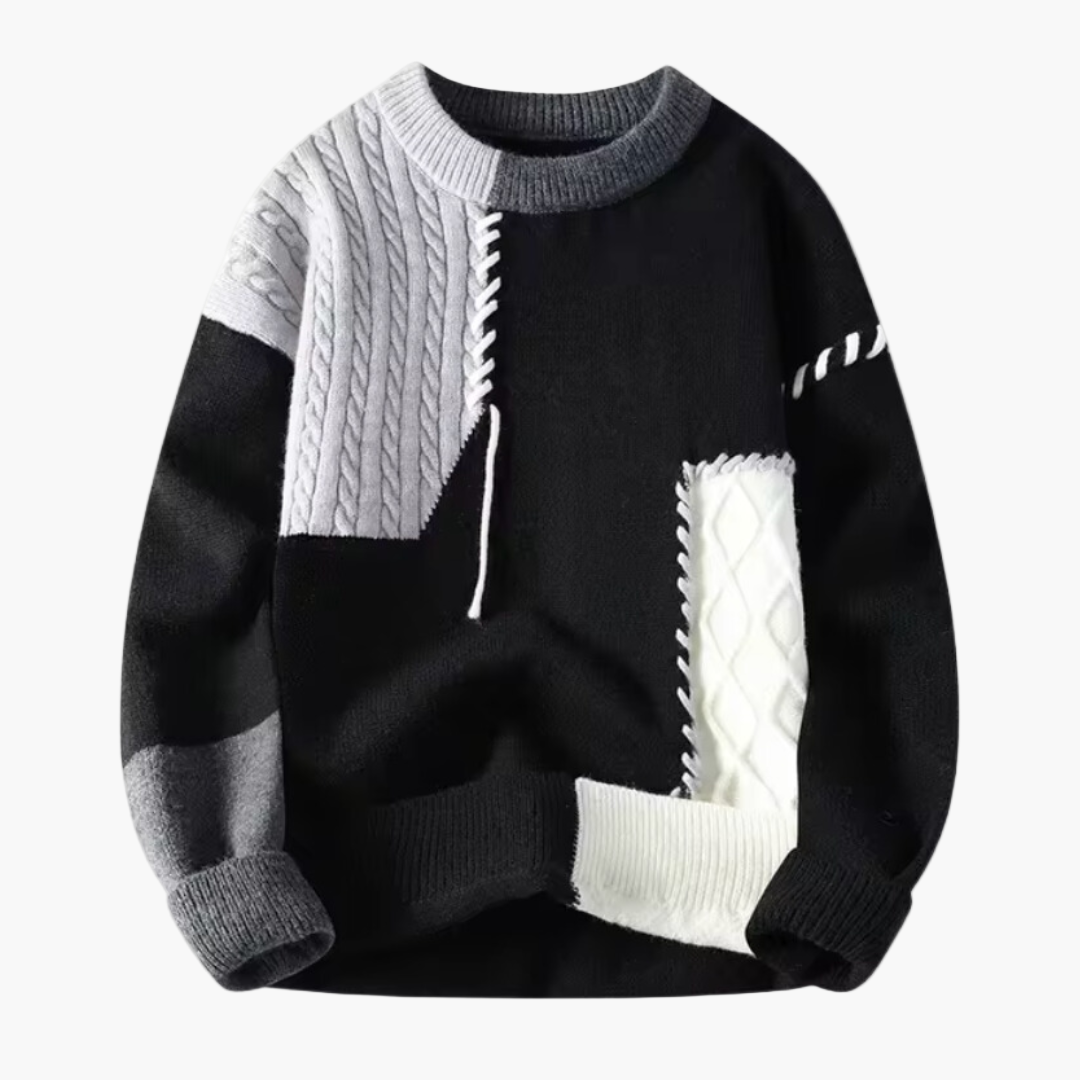 Men's Patchwork Knit Sweater Casual Modern Street Style Pullover