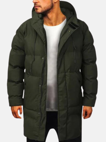 Men's Winter Parka Jacket Long Puffer Hooded Warm Outdoor Casual Coat