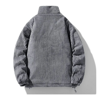 Men's Classic Corduroy Puffer Jacket – Stylish Winter Outerwear with Stand Collar