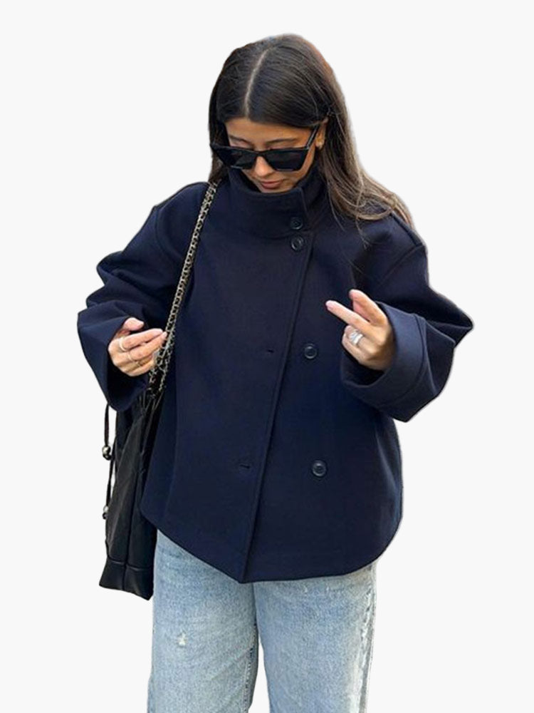 Women's Double-Breasted Short Jacket Modern Elegant Style