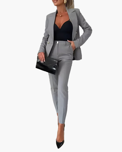 Women's Double-Breasted Tailored Suit Set – Elegant Business and Evening Wear
