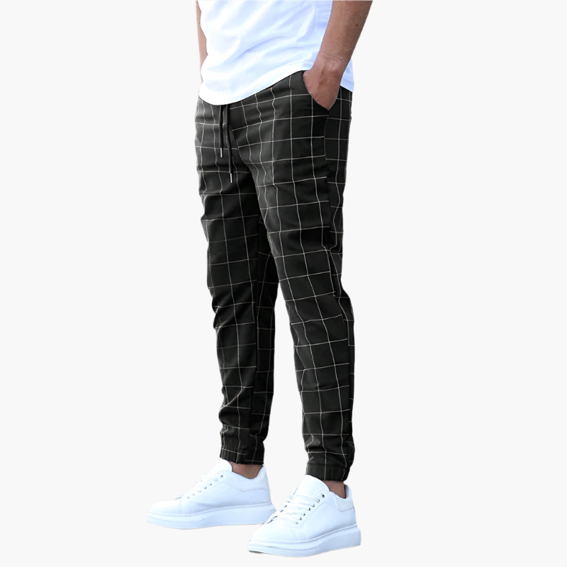 Men's Casual Checked Jogger Pants – Modern Fit Everyday Streetwear