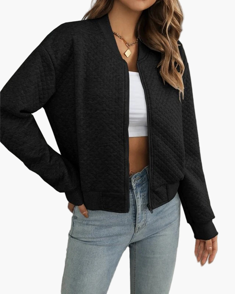 Women's Quilted Bomber Jacket Casual Street Style