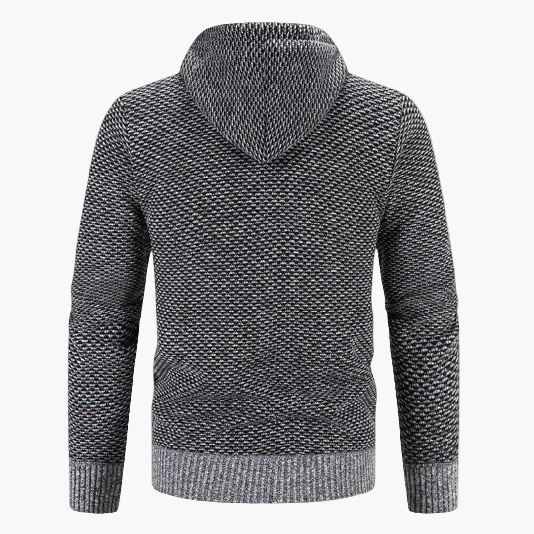 Men's Knitted Hooded Zip-Up Cardigan for Casual and Outdoor Warmth