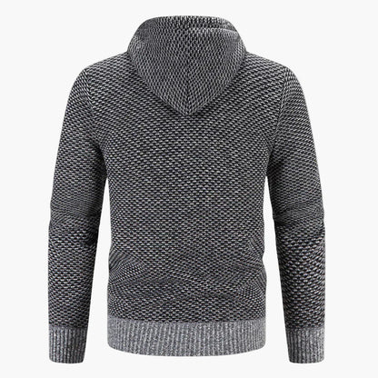 Men's Knitted Hooded Zip-Up Cardigan for Casual and Outdoor Warmth