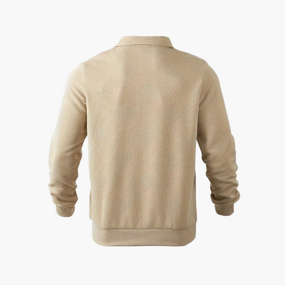 Men's Quarter-Zip Vintage Geometric Sweater – Relaxed Fit, Everyday Style