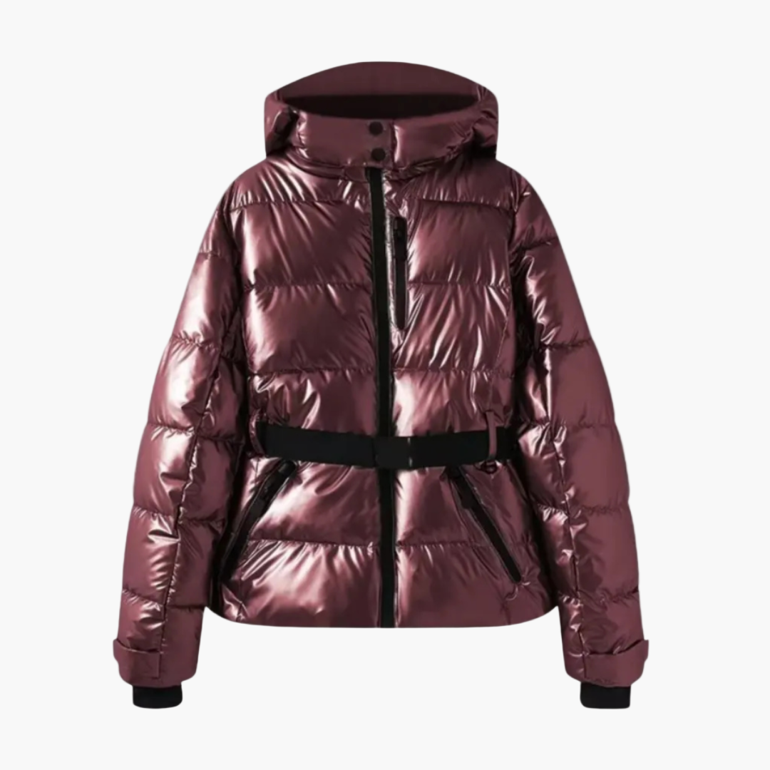 Women's Puffer Jacket – Belted Hooded Water-Resistant Winter Outerwear
