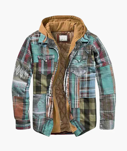 Men's Plaid Sherpa-Lined Hooded Shirt Jacket - Urban Casual Outerwear