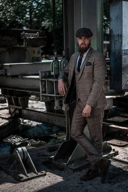 Men's Classic Three-Piece Double Breasted Suit – Timeless British Style for Formal and Special Occasions