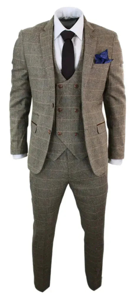Men's Classic Three-Piece Double Breasted Suit – Timeless British Style for Formal and Special Occasions