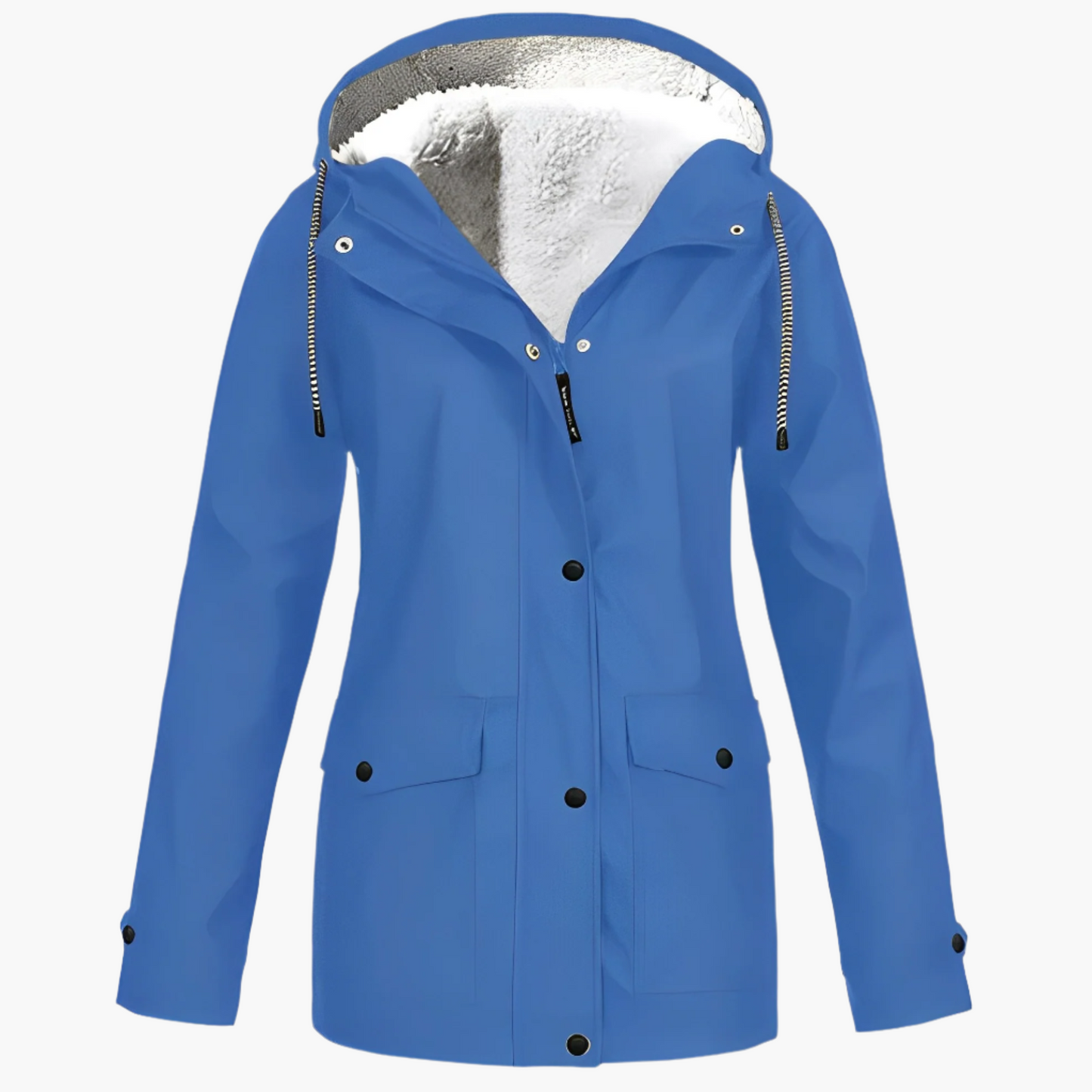Women's Winter Fleece Lined Hooded Rain Jacket – Stylish Outdoor Windbreaker