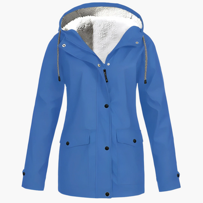 Women's Winter Fleece Lined Hooded Rain Jacket – Stylish Outdoor Windbreaker