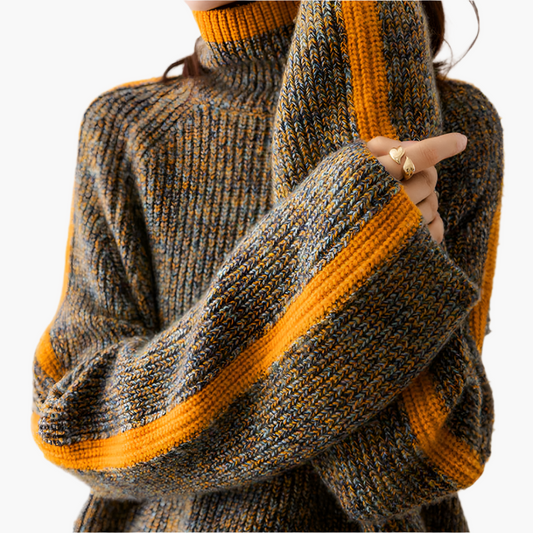 Women's Oversized Turtleneck Knit Sweater – Fashionable Winter Pullover for Casual & Elegant Looks