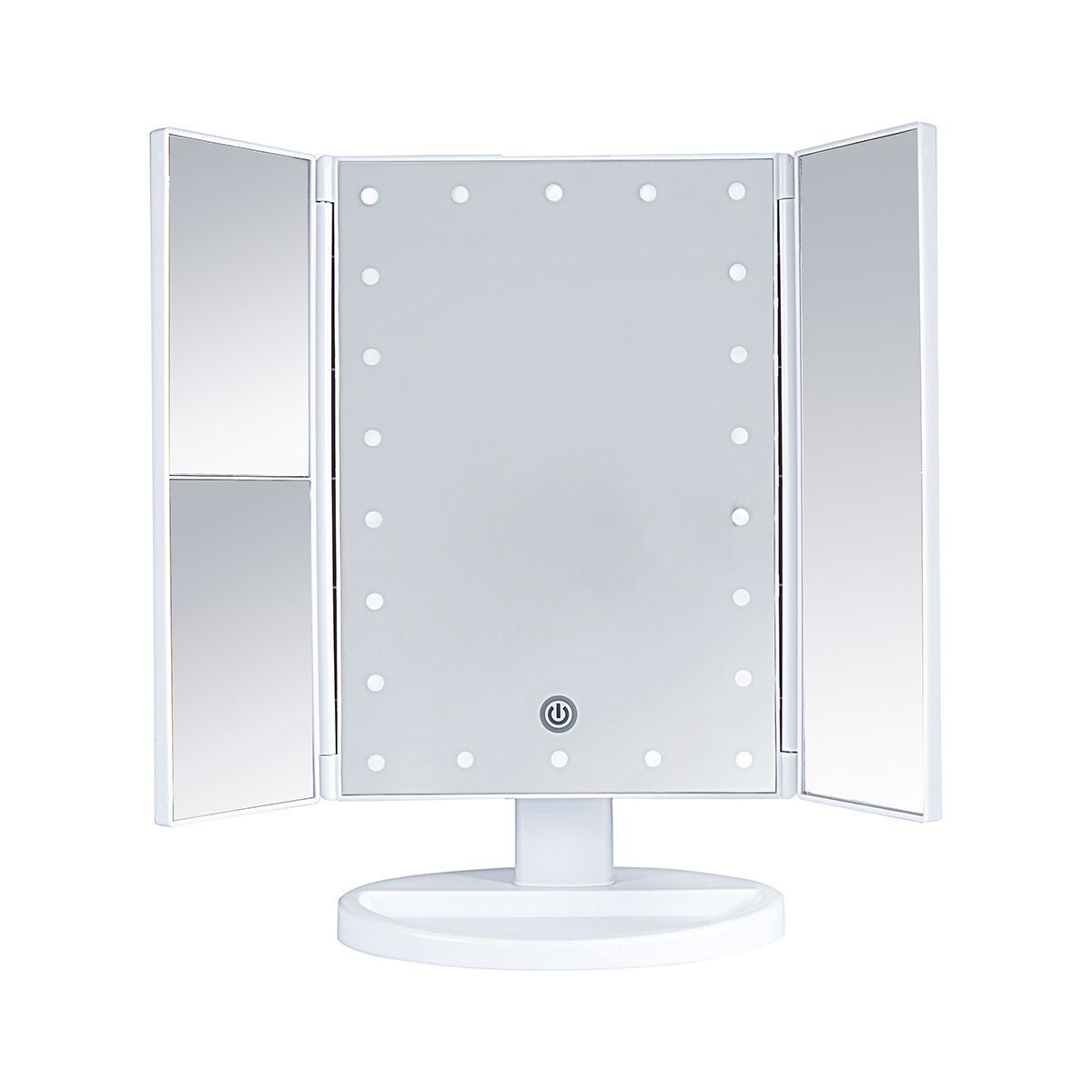 Orion – Driezijdige Opvouwbare Vergrotende Make-up Spiegel met Lamp