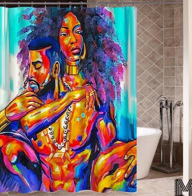 Iris – Douchegordijn met Graffiti Kunst van een Afrikaanse Meisje