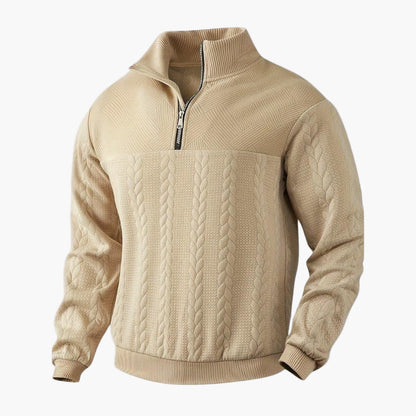 Men's Half-Zip Cable Knit Pullover Sweater for Casual and Everyday Style