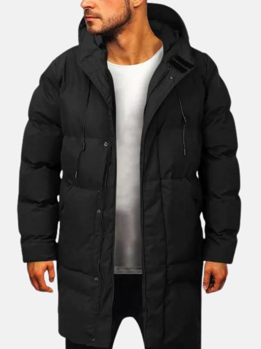 Men's Winter Parka Jacket Long Puffer Hooded Warm Outdoor Casual Coat