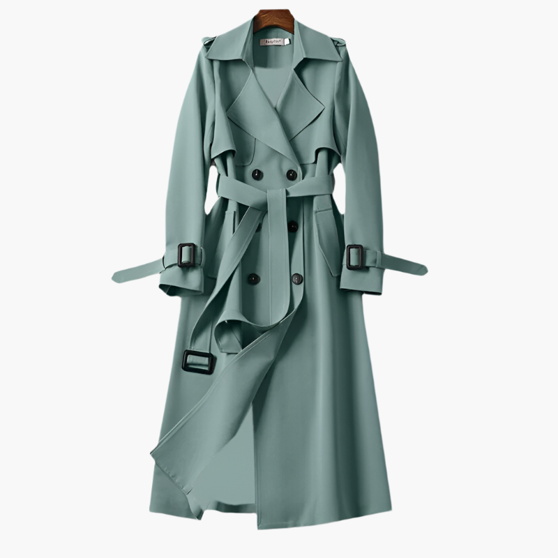 Women's Classic Double-Breasted Trench Coat Elegant Long Overcoat for All Occasions