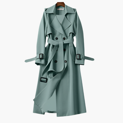 Women's Classic Double-Breasted Trench Coat Elegant Long Overcoat for All Occasions