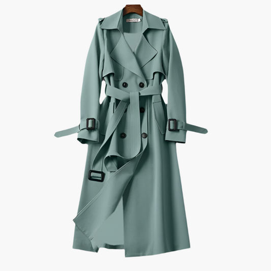 Women's Classic Double-Breasted Trench Coat Long Elegant Overcoat
