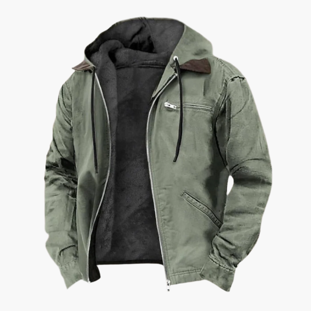 Men's Casual Hooded Zip-Up Jacket with Pockets – Stylish Everyday Outerwear