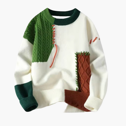 Men's Patchwork Knit Sweater Casual Modern Street Style Pullover