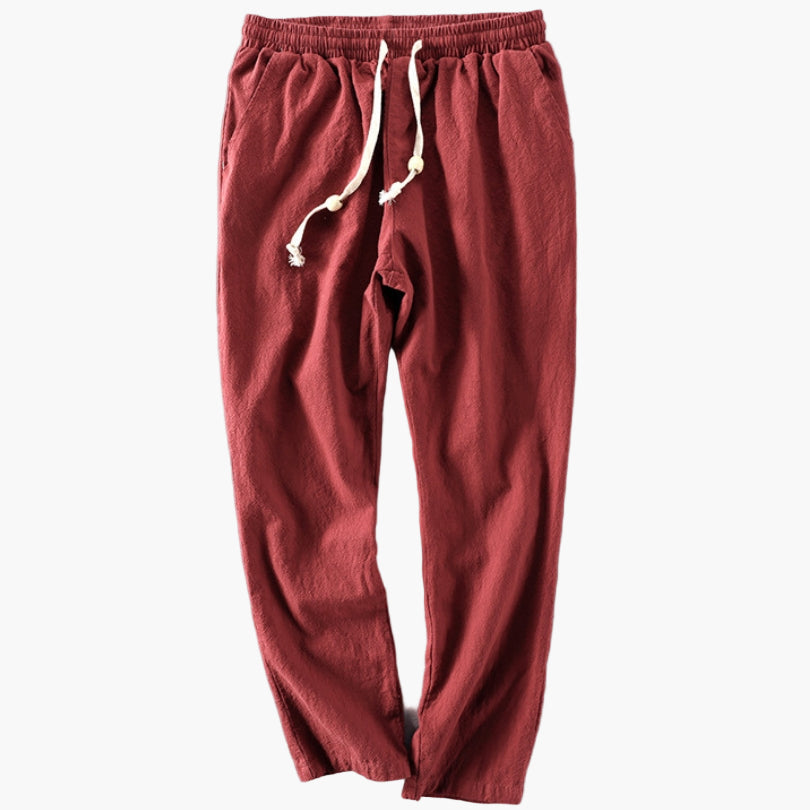 Men's Relaxed Fit Japanese-Style Drawstring Trousers for Everyday Comfort and Outdoor Use