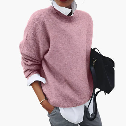 Women's Relaxed Fit Crew Neck Sweater – Casual Elegant Pullover Top