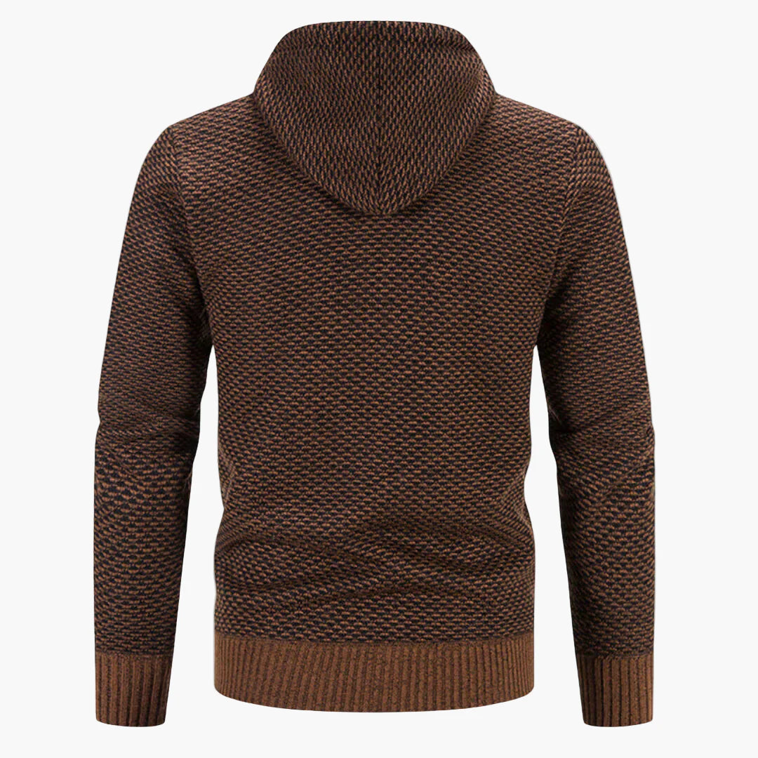 Men's Knitted Hooded Zip-Up Cardigan for Casual and Outdoor Warmth