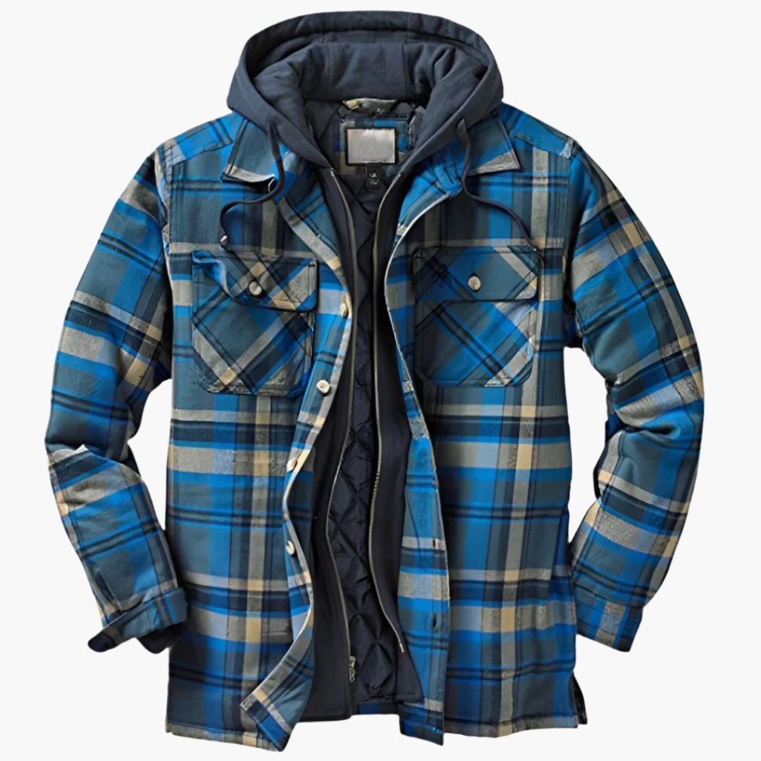 Men's Hooded Plaid Outdoor Jacket - Classic Lumberjack Style for Everyday and Adventure
