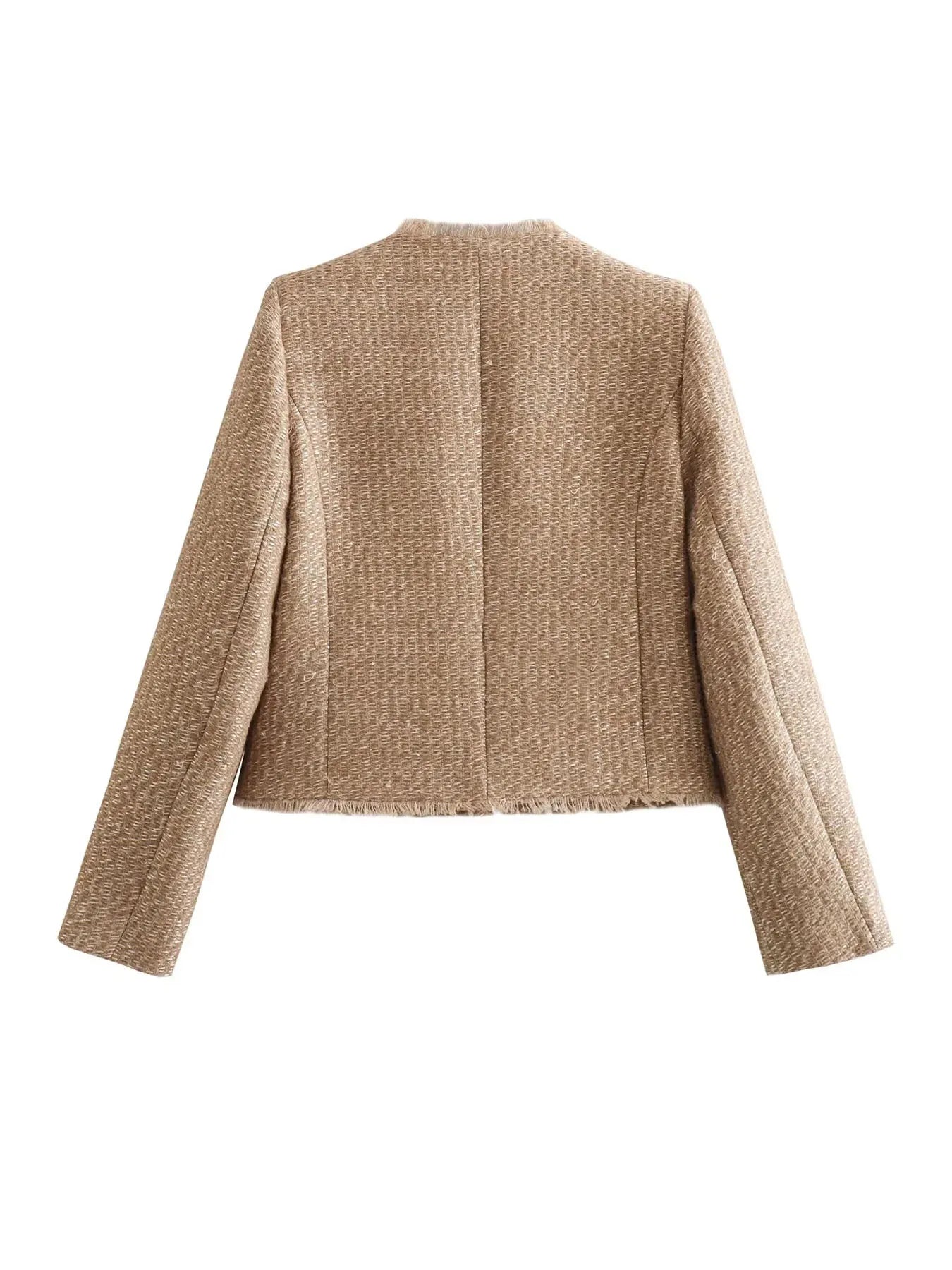 Women's Elegant Slim Fit Tweed Blazer Jacket for Office and Everyday Sophistication