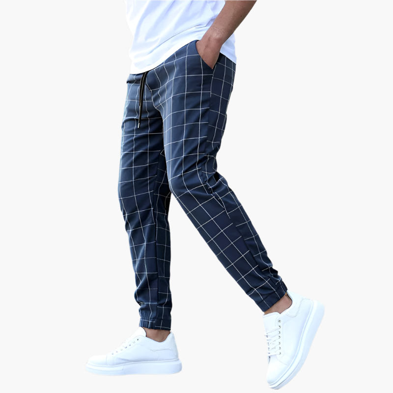 Men's Casual Checked Jogger Pants – Modern Fit Everyday Streetwear