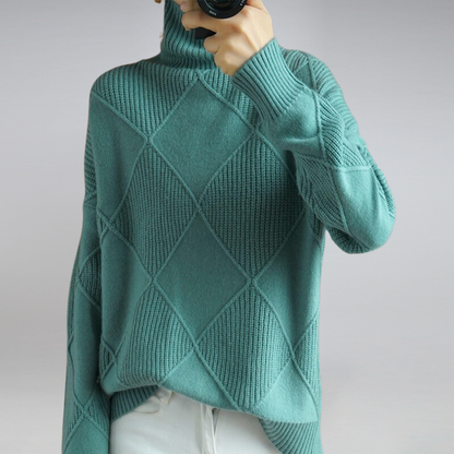 Women's Modern Geometric Knit Pullover Sweater - Casual Chic Style