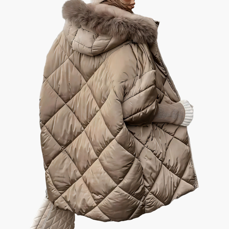 Women's Quilted Oversized Winter Puffer Coat with Hood – Casual Fashion Outerwear