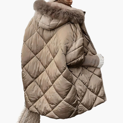 Women's Quilted Oversized Winter Puffer Coat with Hood – Casual Fashion Outerwear