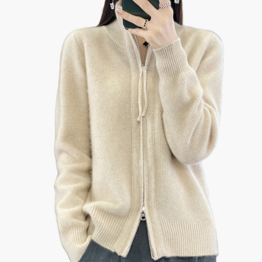 Women's Classic Zip-Up Cardigan Sweater – Everyday Casual Style