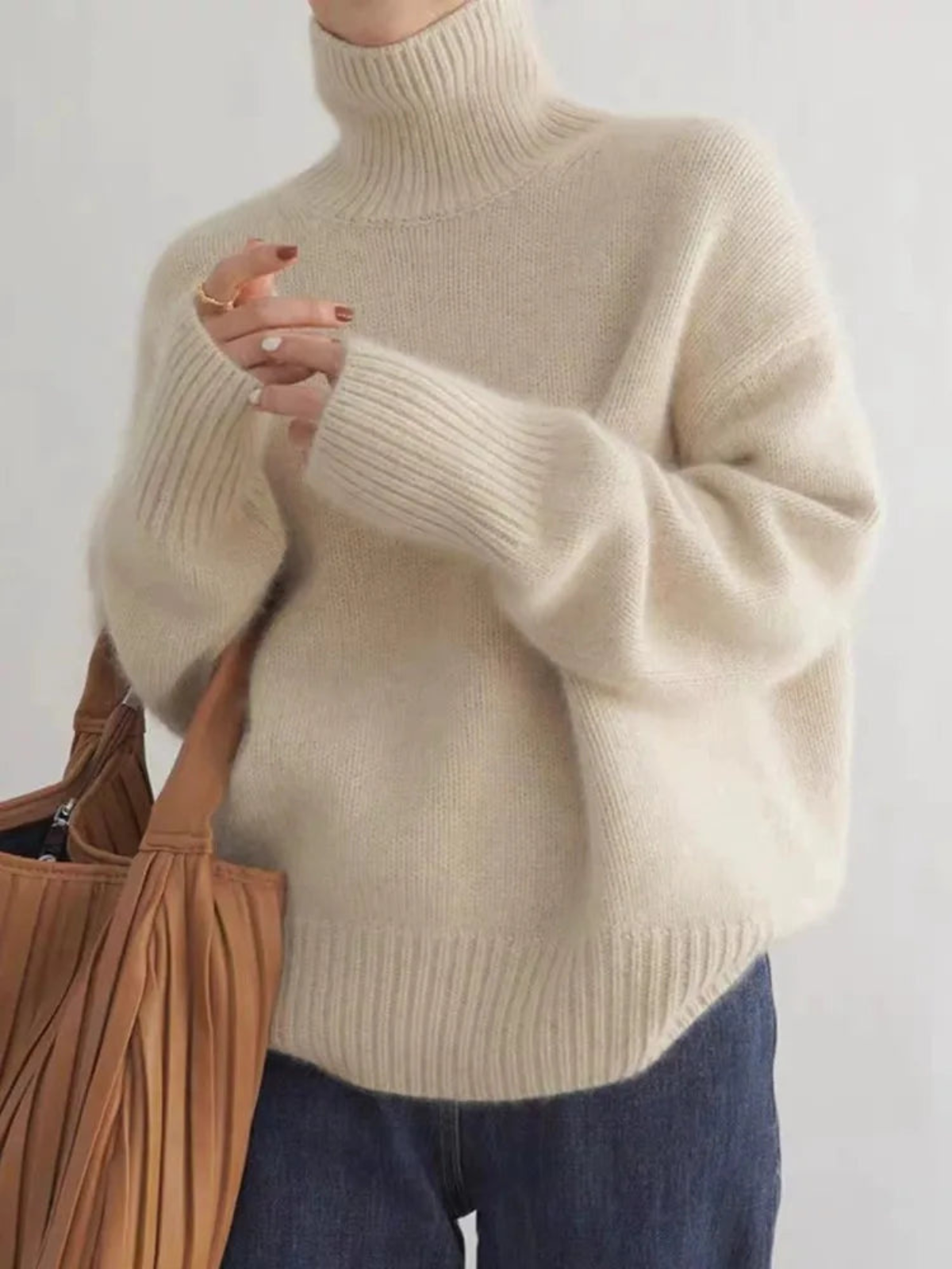 Women's Turtleneck Oversized Sweater Modern Casual Korean Style