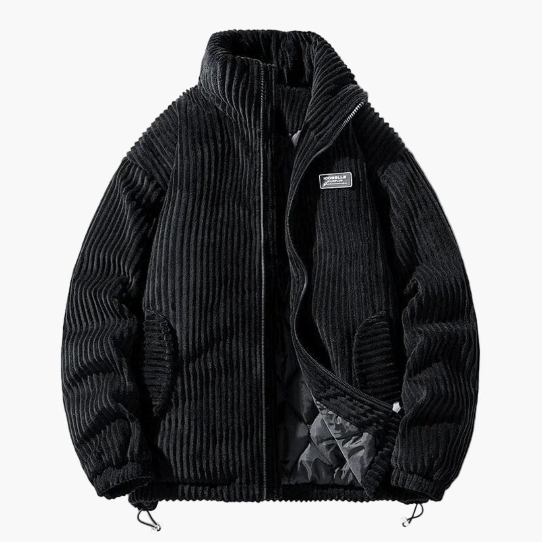 Men's Classic Corduroy Puffer Jacket – Stylish Winter Outerwear with Stand Collar