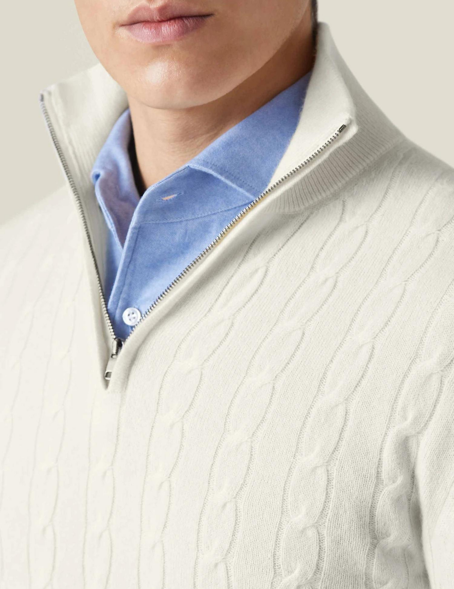 Men's Classic Cable-Knit Quarter-Zip Sweater – Versatile Smart Casual Style