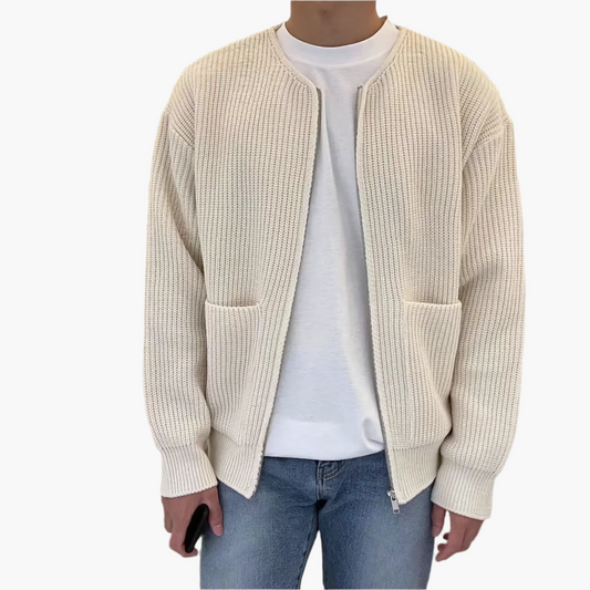 Men's Minimalist Cardigan Zip-Knit Casual Sweater for Everyday Style