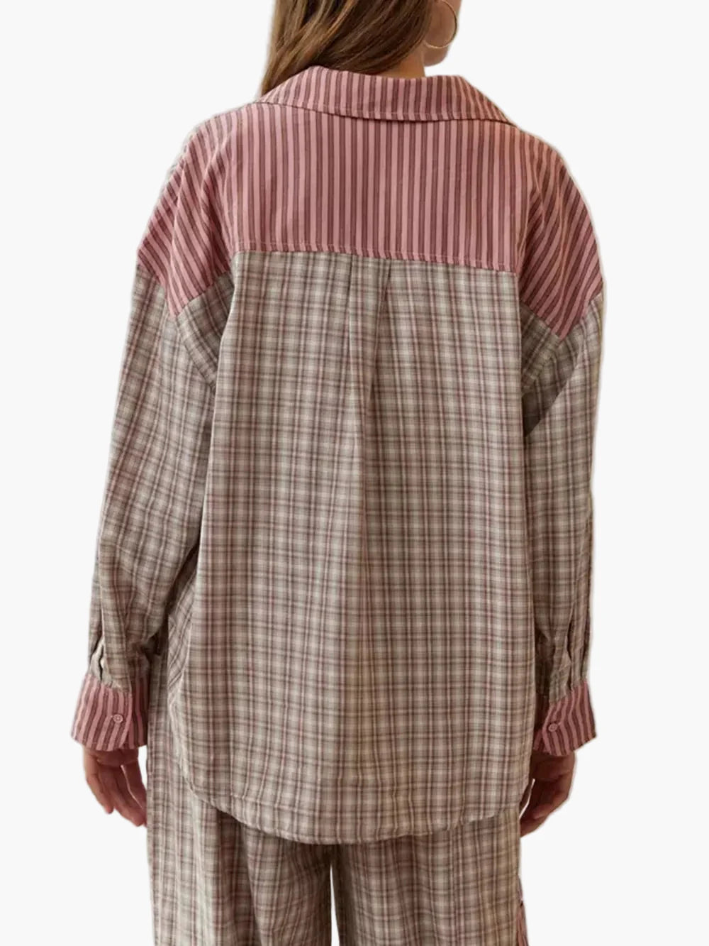 Women's Relaxed Fit Patchwork Pajama Set for Cozy Nights